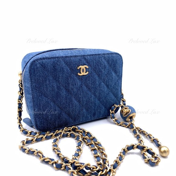 Authentic CHANEL Denim Pearl Crush Camera Bag - Picture 7 of 16